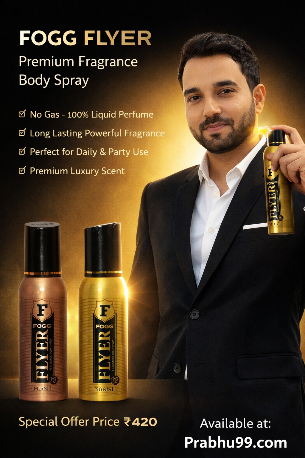 FOGG Flyer Premium Long-Lasting Body Spray (Flash & Thrill Fragrance)