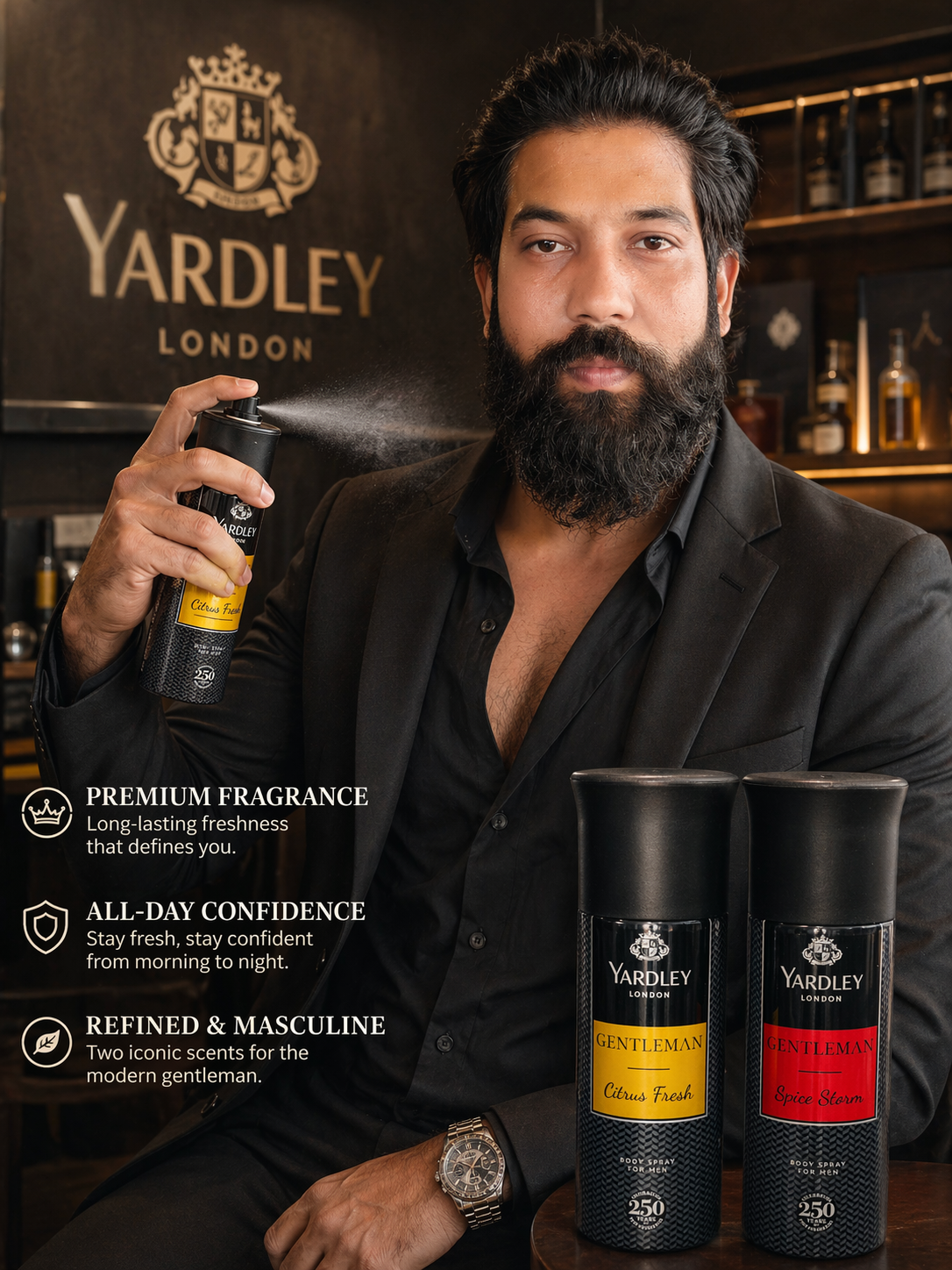 Yardley London Gentleman Body Spray Combo (Citrus Fresh & Spice Storm)