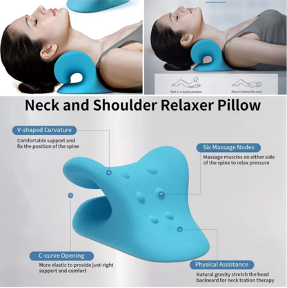 Neck Massage Cervical Pillow Traction Device, Shoulder Relaxer, Fast Pain Relief, Melts Away Muscle Knots, Trigger Point, Tension, Stretcher, Neck Pillow for Neck Pain