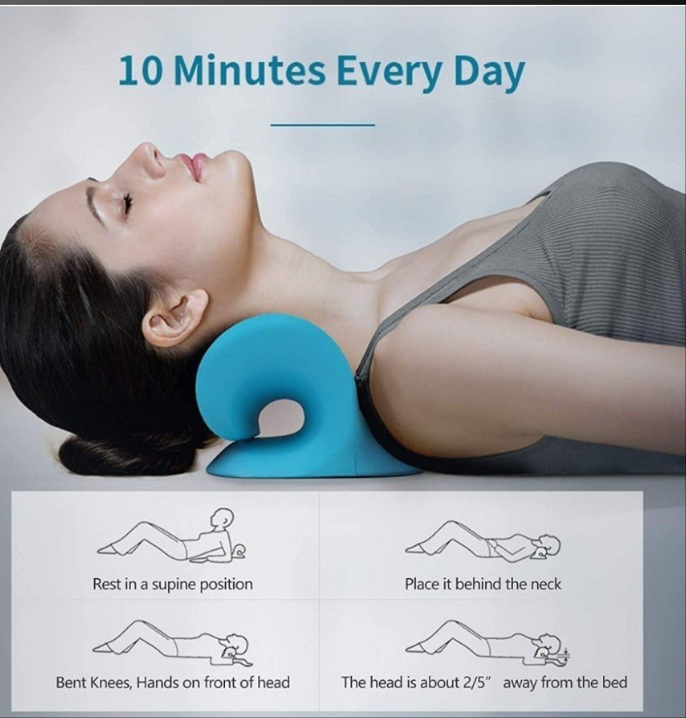 Neck Massage Cervical Pillow Traction Device, Shoulder Relaxer, Fast Pain Relief, Melts Away Muscle Knots, Trigger Point, Tension, Stretcher, Neck Pillow for Neck Pain