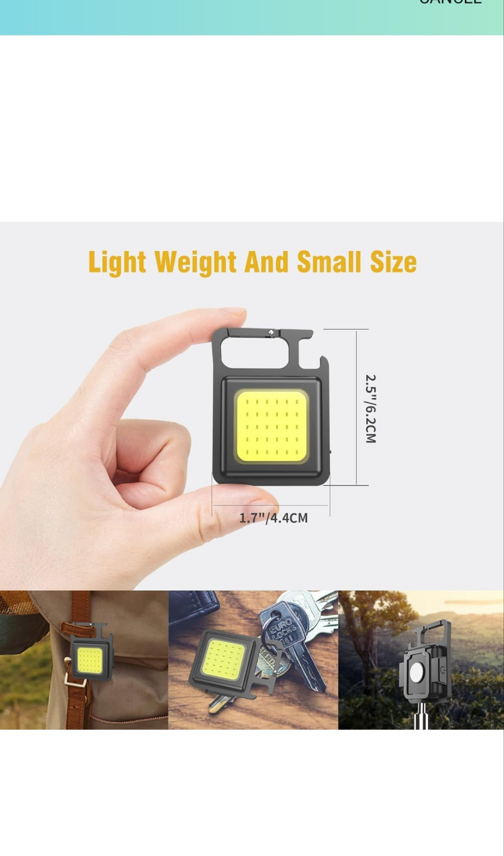 COB mini usb Keychain light