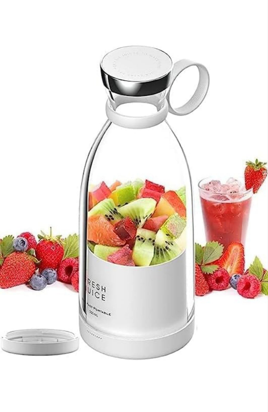 Portable Mini Juicer Blender USB Juice Maker Mixer Bottle Mini Blender Grinder Mixer, 4 Steel Blades Rechargeable Bottle, Milkshake Fruit Vegetable Grinder for Home Office Travel Gym (Multicolour)