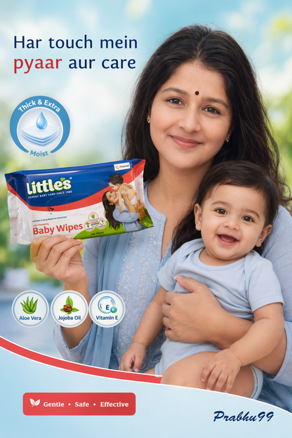 Little’s Baby Wipes – Thick & Extra Moist (80 Wipes)