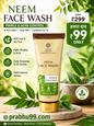 Khadi Essentials Neem Face Wash with Tulsi & Tea Tree – Pimple & Acne Control (100ml)