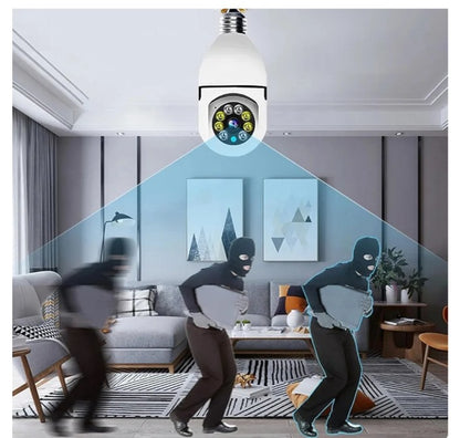 Wi-Fi CCTV Camera E27 MODEL1080p Wireless PTZ Bulb Shape V380 Pro | Indoor 360° Smart Home Security Camera Light Vision 24x7 Continuous Recording with Motion Sensor LED Lights