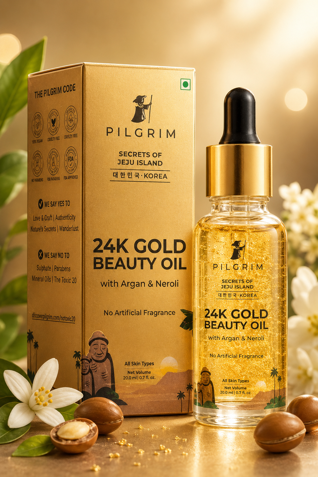 Pilgrim 24K Gold Beauty Oil with Argan & Neroli