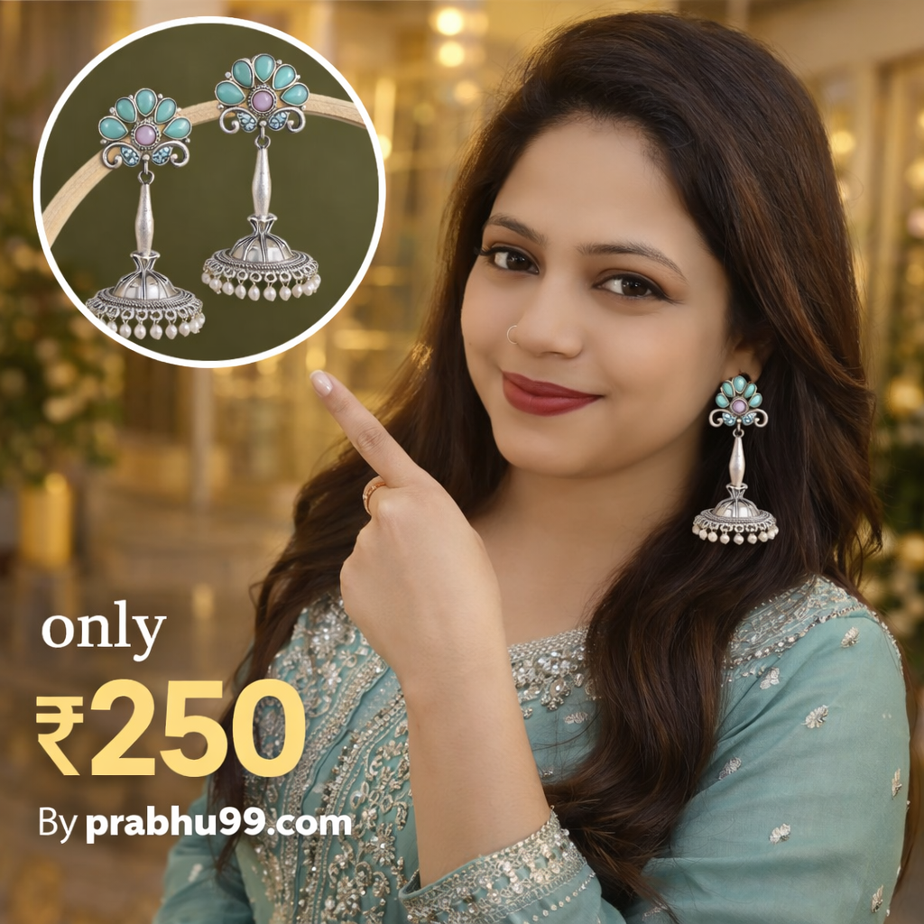 Elegant Oxidised Silver Peacock Jhumka Earrings with Pearl Drops
