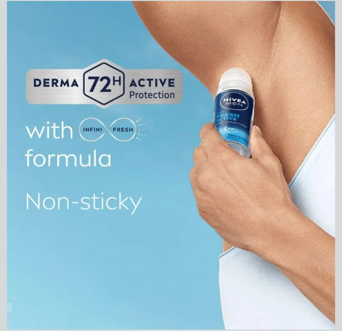 NIVEA Men Fresh Active 72H Antibacterial Deodorant Roll-On