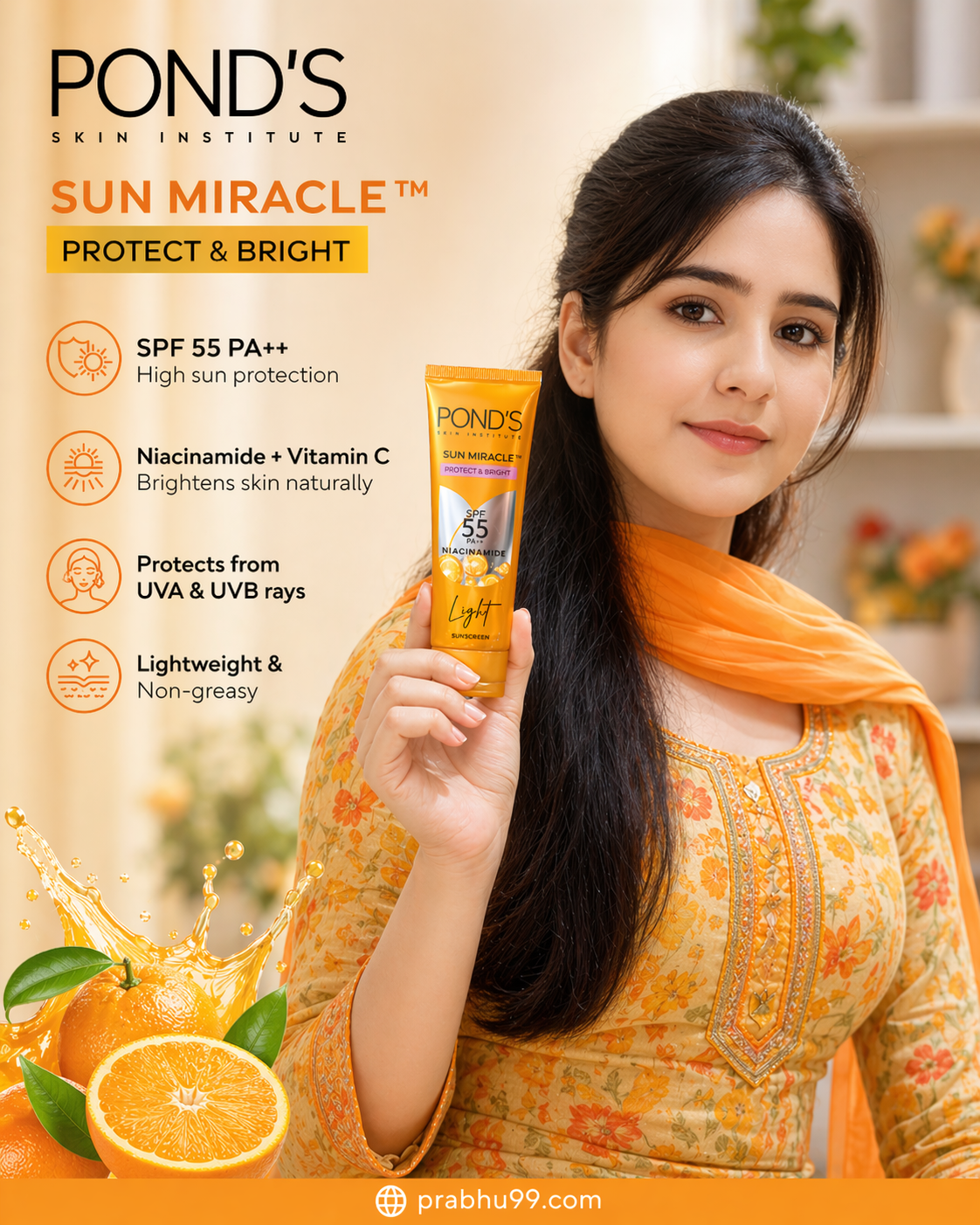 Pond’s Sun Miracle™ Protect & Bright Light Sunscreen SPF 55 PA++