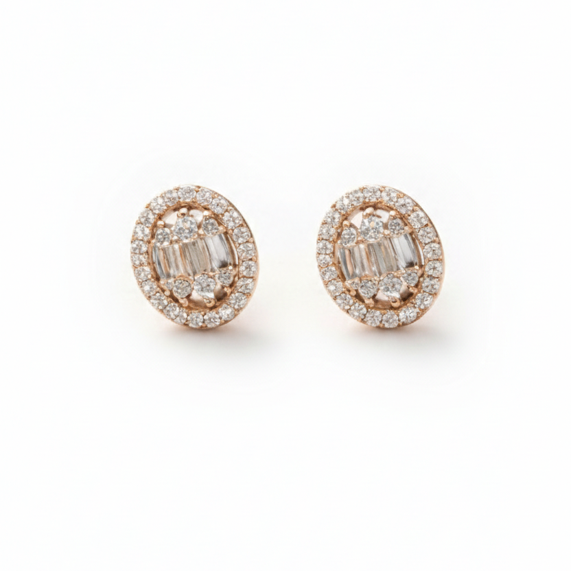 Anti Tarnish CZ Earrings – Elegant Rose Gold Finish