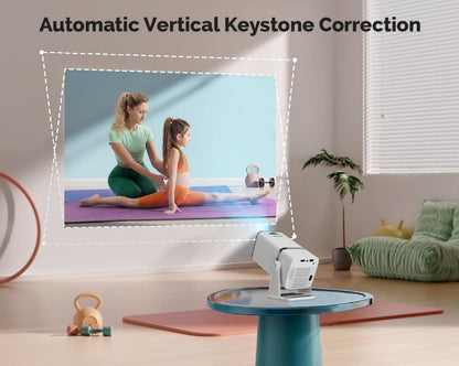 Go Android 13.0 Smart Projector, 1080P & 4K Support, Rotatable Design, Auto & 4D Keystone with Netflix, Prime etc, WiFi 6 & BT, Screen Mirroring, ARC, 720P Native, White