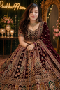 Royal Velvet Designer Bridal Lehenga (Maroon & Gold Embroidery)