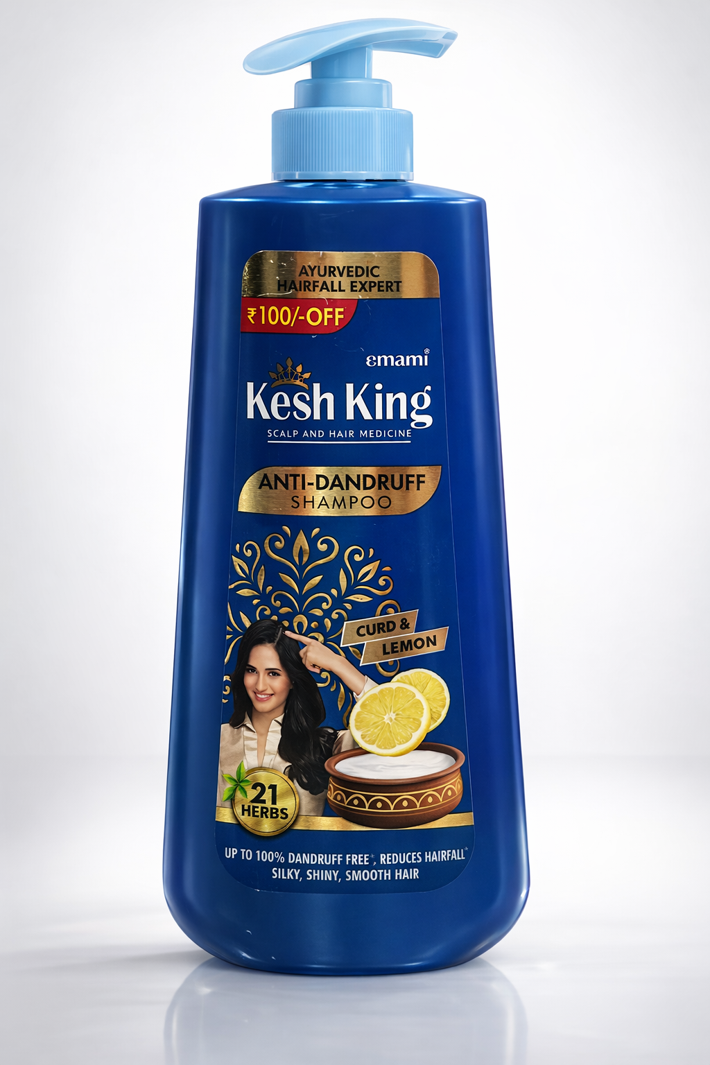 Kesh King Anti-Dandruff Shampoo with Curd & Lemon | 21 Herbs Ayurvedic Formula | Reduces Hairfall | Soft & Silky Hair | 600 ml