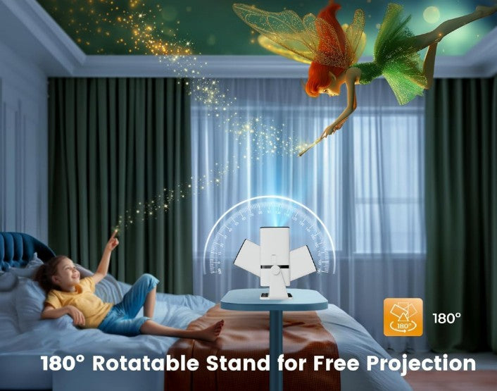 Go Android 13.0 Smart Projector, 1080P & 4K Support, Rotatable Design, Auto & 4D Keystone with Netflix, Prime etc, WiFi 6 & BT, Screen Mirroring, ARC, 720P Native, White